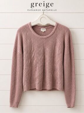 GREIGE – Textured Knit Sweater Rose Mauve L